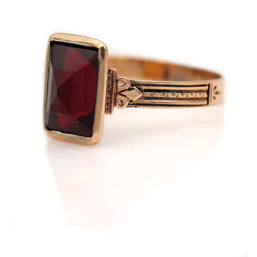 Victorian Rectangular Shape Purple Garnet Engagement Ring