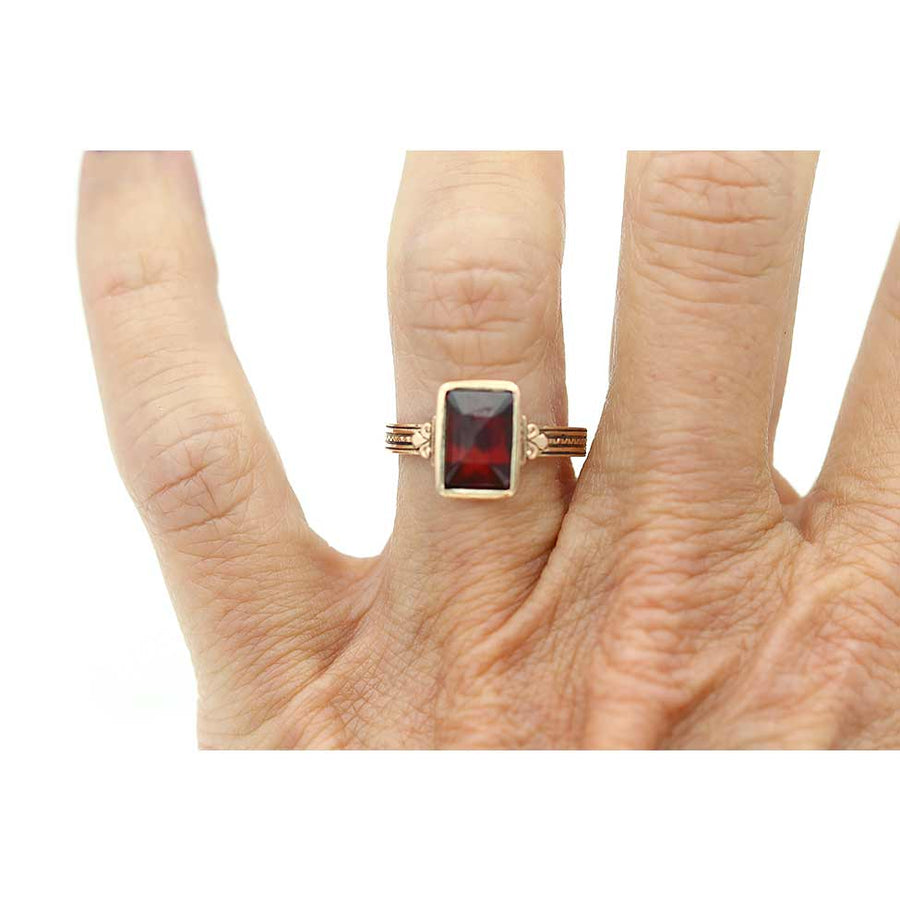 Victorian Rectangular Shape Purple Garnet Engagement Ring