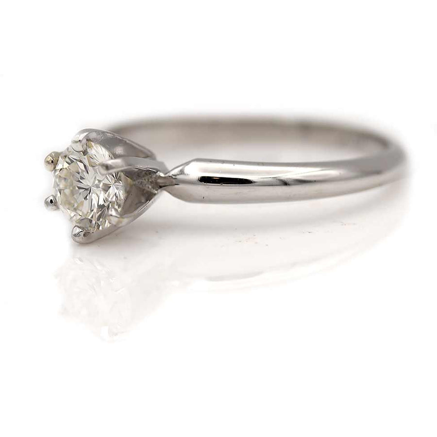 Contemporary .60 CTW Solitaire Round Diamond Vintage Engagement GIA J/SI1