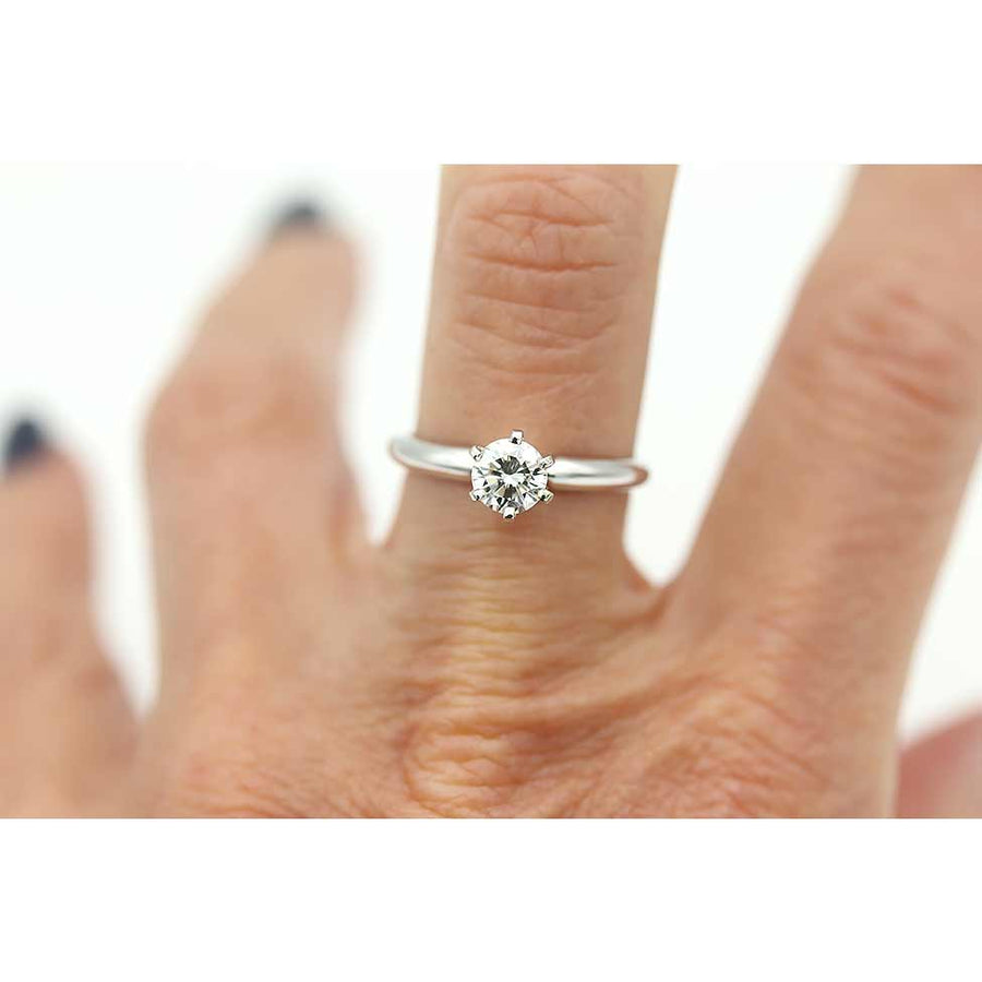 Contemporary .60 CTW Solitaire Round Diamond Vintage Engagement GIA J/SI1