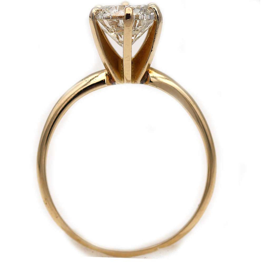 Circa 1970s Solitaire Diamond Engagement Ring 14K Yellow Gold 2.00 Ct GIA J/I2