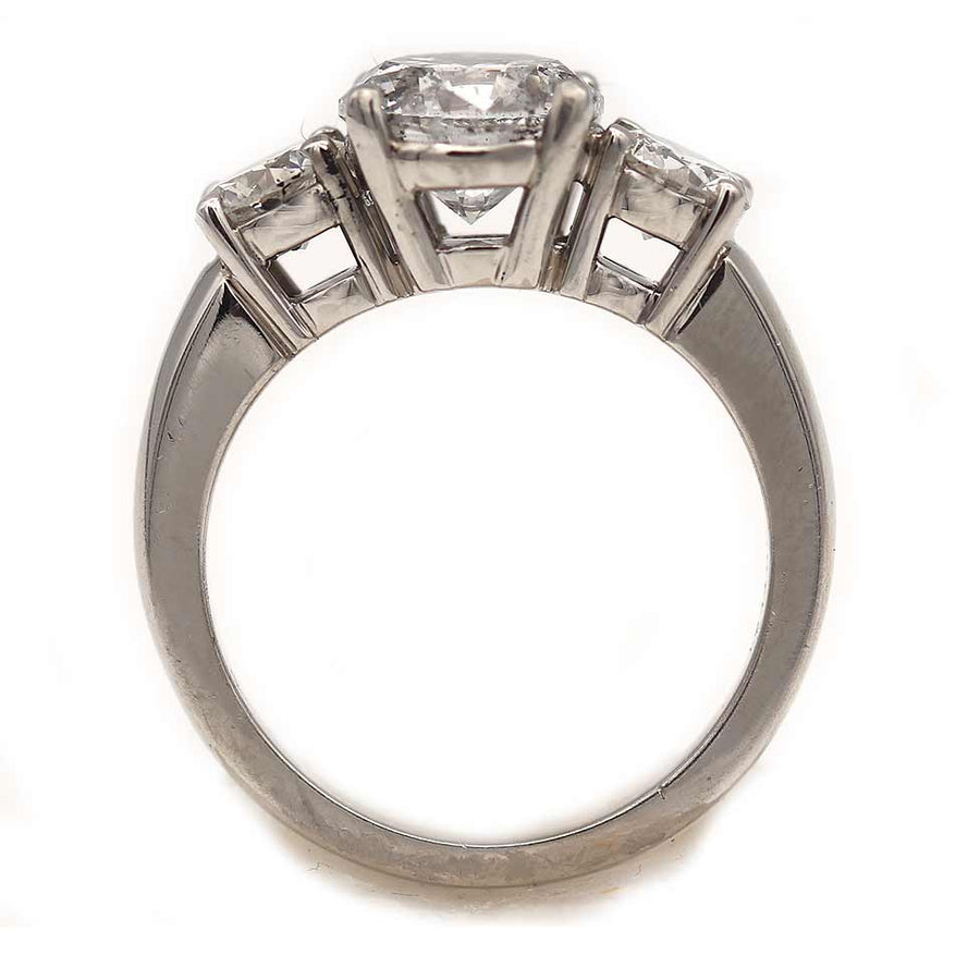Vintage 2.01 Carat GIA Round Diamond Three-Stone Engagement Ring in Platinum (H/I2)