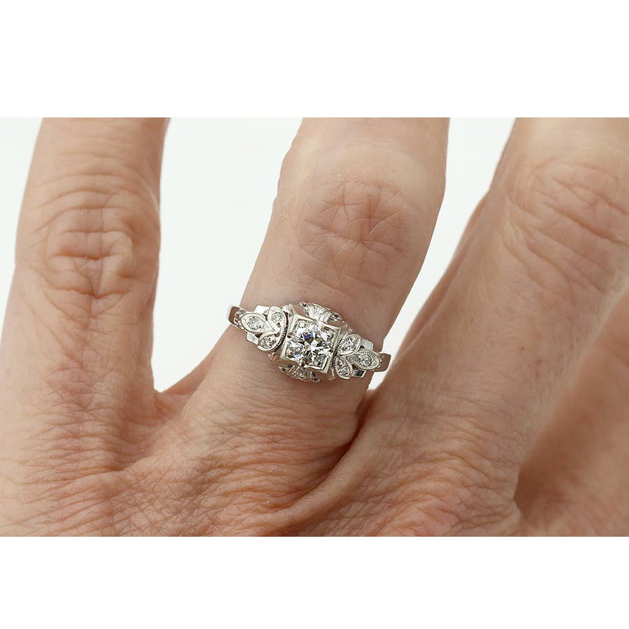 Art Deco .25 Carat Old European Cut Diamond Vintage Engagement Ring by Jabel