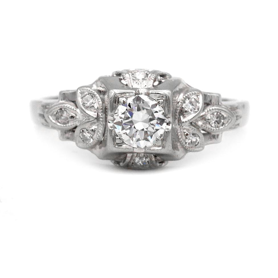 Art Deco .25 Carat Old European Cut Diamond Vintage Engagement Ring by Jabel