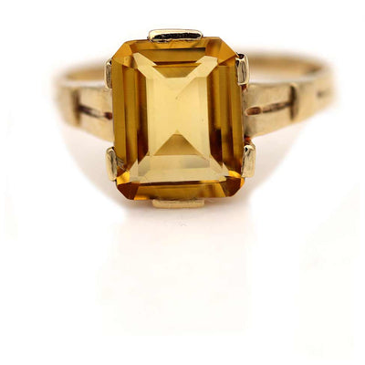 2.25 Carat Victorian Style Square Cut Citrine Engagement Ring