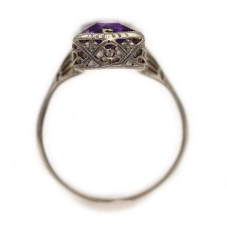 Vintage Art Deco North-South Kite Shape Amethyst Engagement Ring
