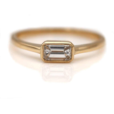 Vintage Style Emerald Cut Diamond Engagement Ring .52 Carat GIA E/SI2