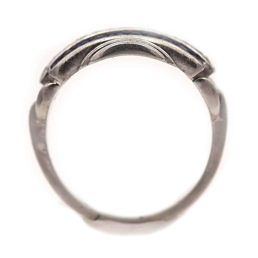 Art Deco Ceylon Sapphire & Diamond Platinum Wedding Band