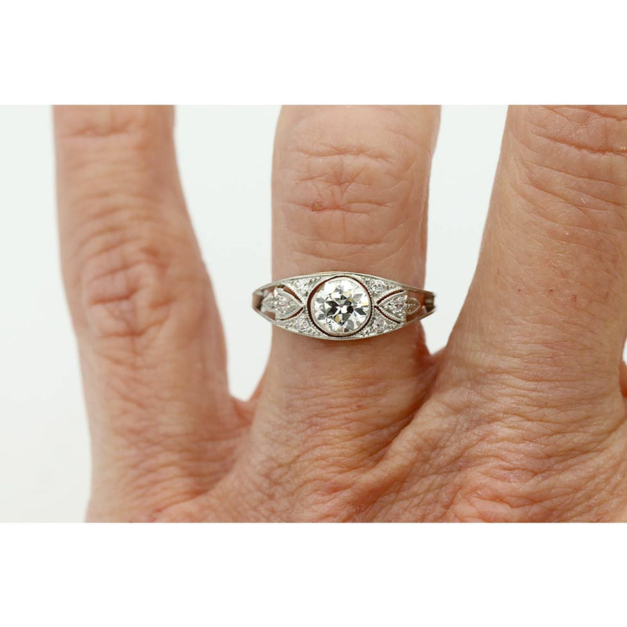 Vintage Bezel-Set Old European Cut Diamond Art Deco Engagement Ring | .70 CTW