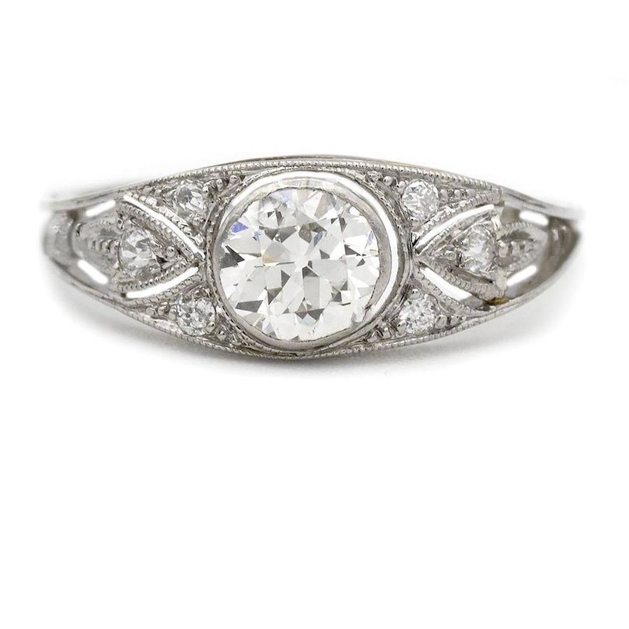 Vintage Bezel-Set Old European Cut Diamond Art Deco Engagement Ring | .70 CTW