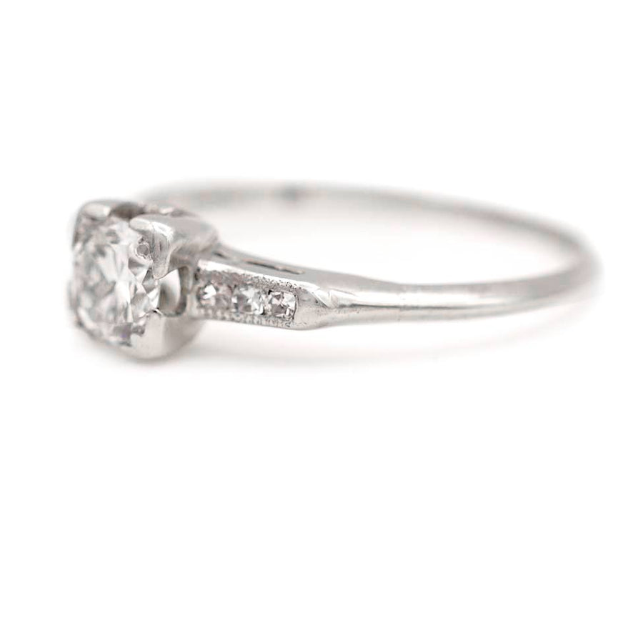 Vintage .40 Ct Platinum Old European Cut Diamond Art Deco Engagement Ring