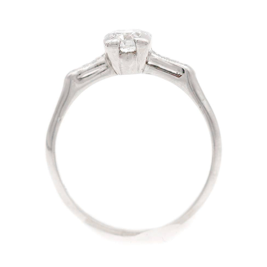 Vintage .40 Ct Platinum Old European Cut Diamond Art Deco Engagement Ring