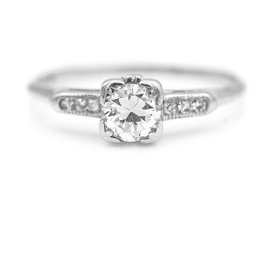 Vintage .40 Ct Platinum Old European Cut Diamond Art Deco Engagement Ring