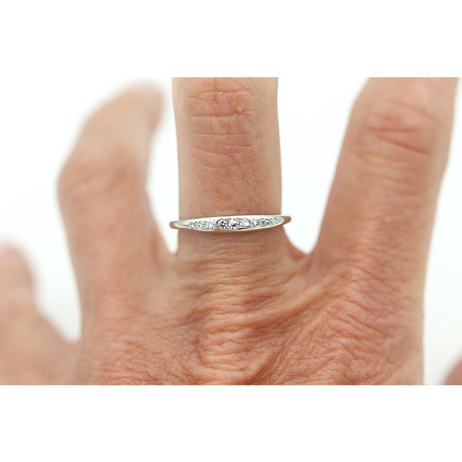 Channel Set Diamond Wedding Ring Circa 1950's Platinum .12 Ct G/VS2