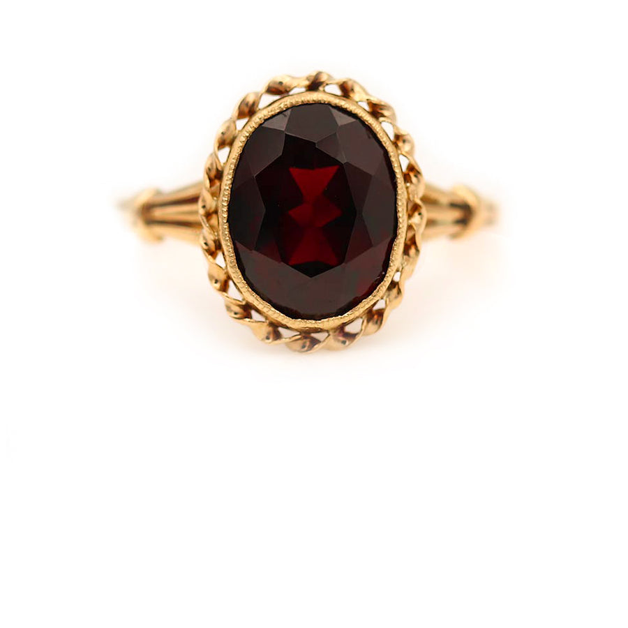 Victorian Oval Cut Garnet Solitaire Engagement Ring 2.00 Ct