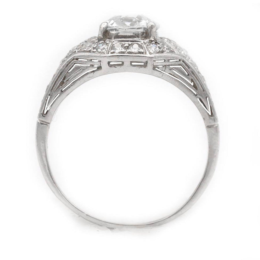 Art Deco 1.48 Ct Old European Cut Diamond Engagement Ring | GIA K/SI1 | Platinum | Circa 1930s
