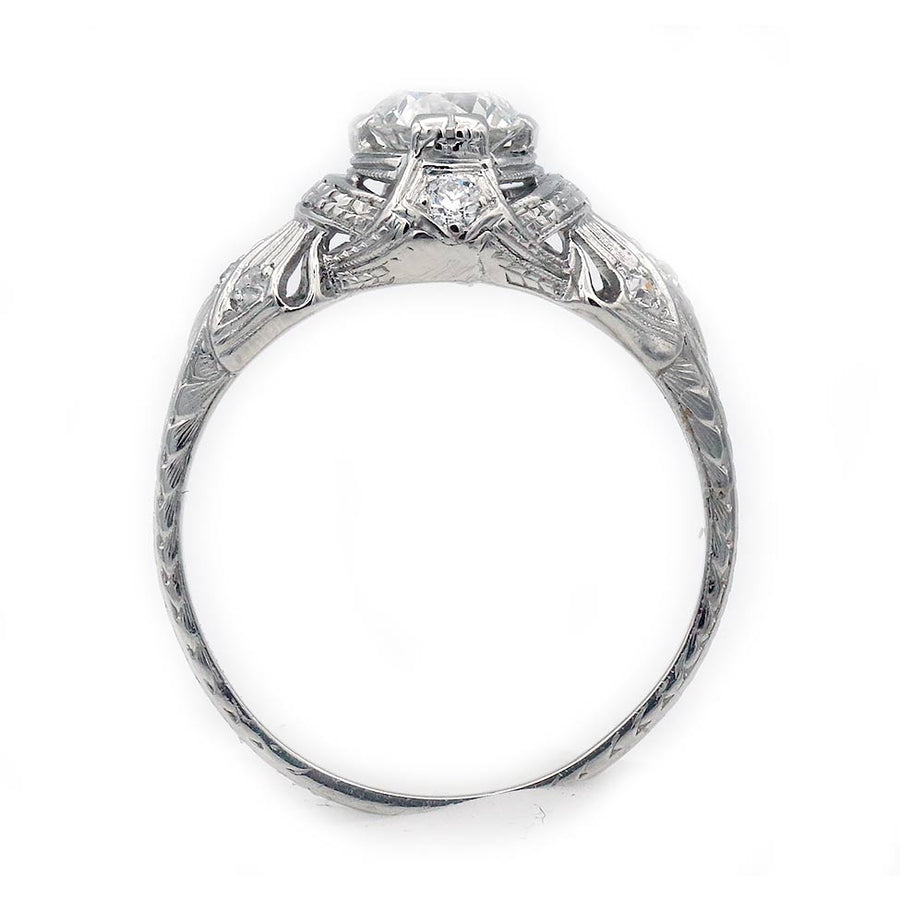 Art Deco .65 Ct Old European Cut Platinum Engagement Ring