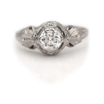 Magnificent Art Deco Old European Cut Engagement Ring .65 Carat