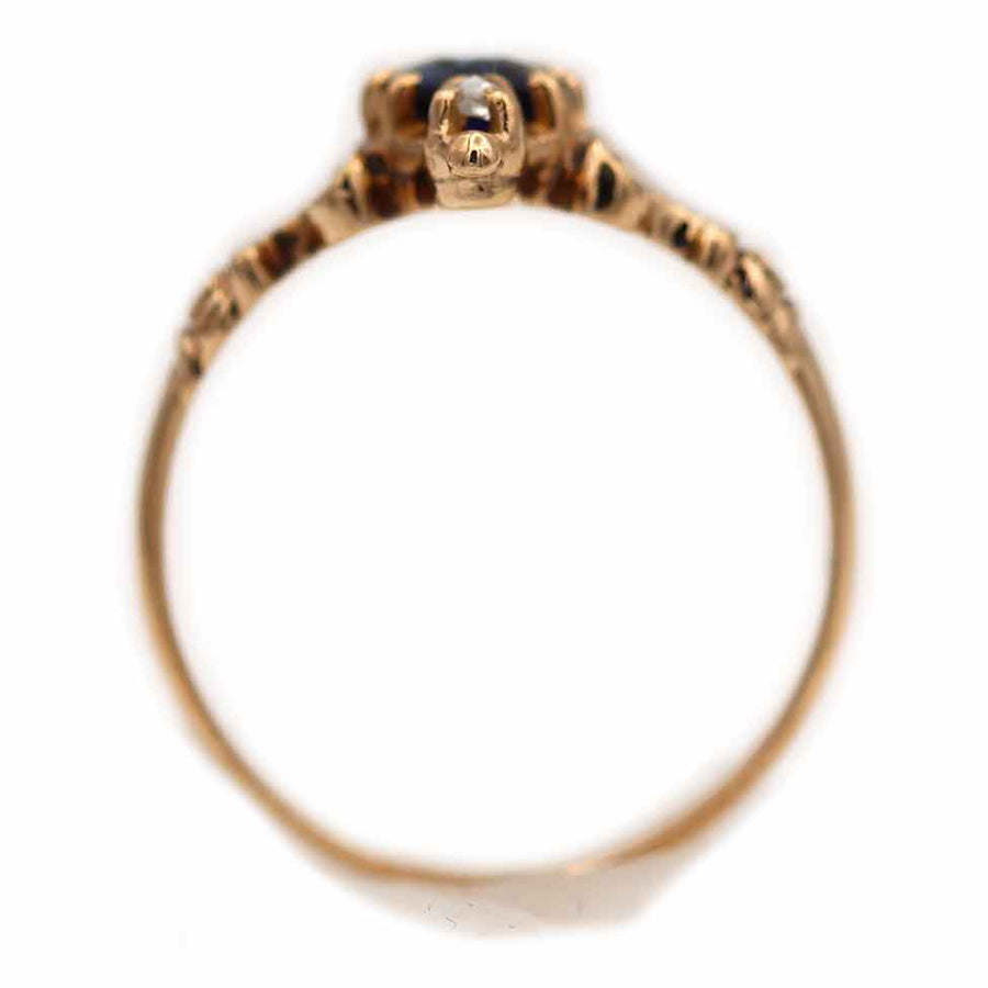 Victorian .34 CTW North South Sapphire Rose Cut Diamond Antique Engagement Ring