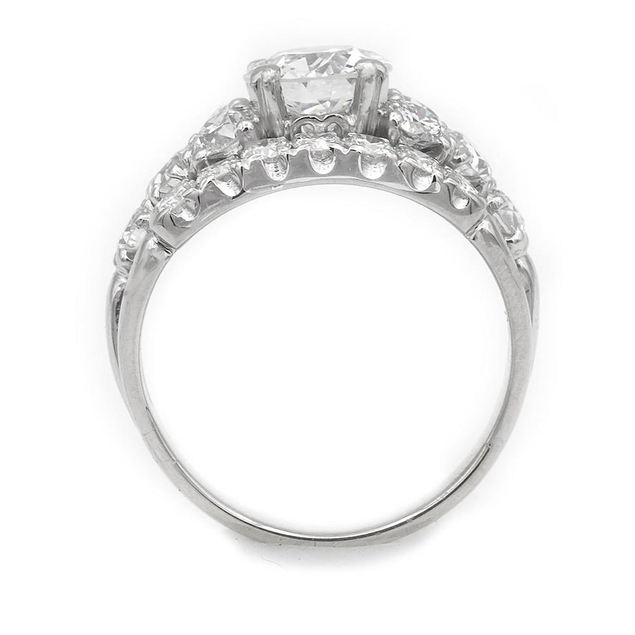 Mid-Century 1.03 Ct Old European Cut Diamond Vintage Wedding Set GIA H/I1