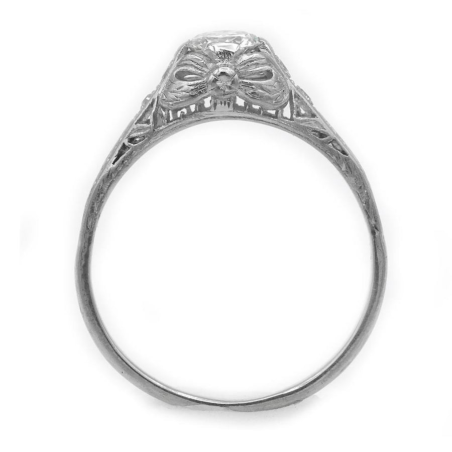 Art Deco Old European Cut Diamond Engagement Ring .57 Carat GIA I VS1 Antique Platinum Vintage Ring