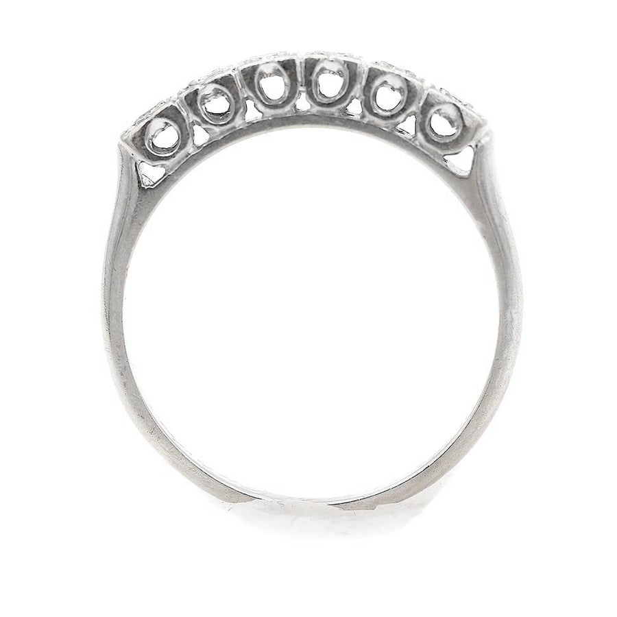 Mid-Century .18 CTW 6 Stone 14 Karat White Gold Estate Wedding Band