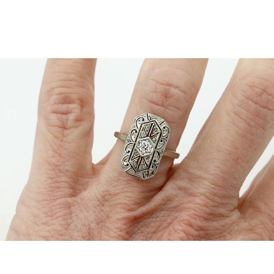 Edwardian .15 CT Old European Cut Diamond Filigree Engagement Ring | Circa 1920s