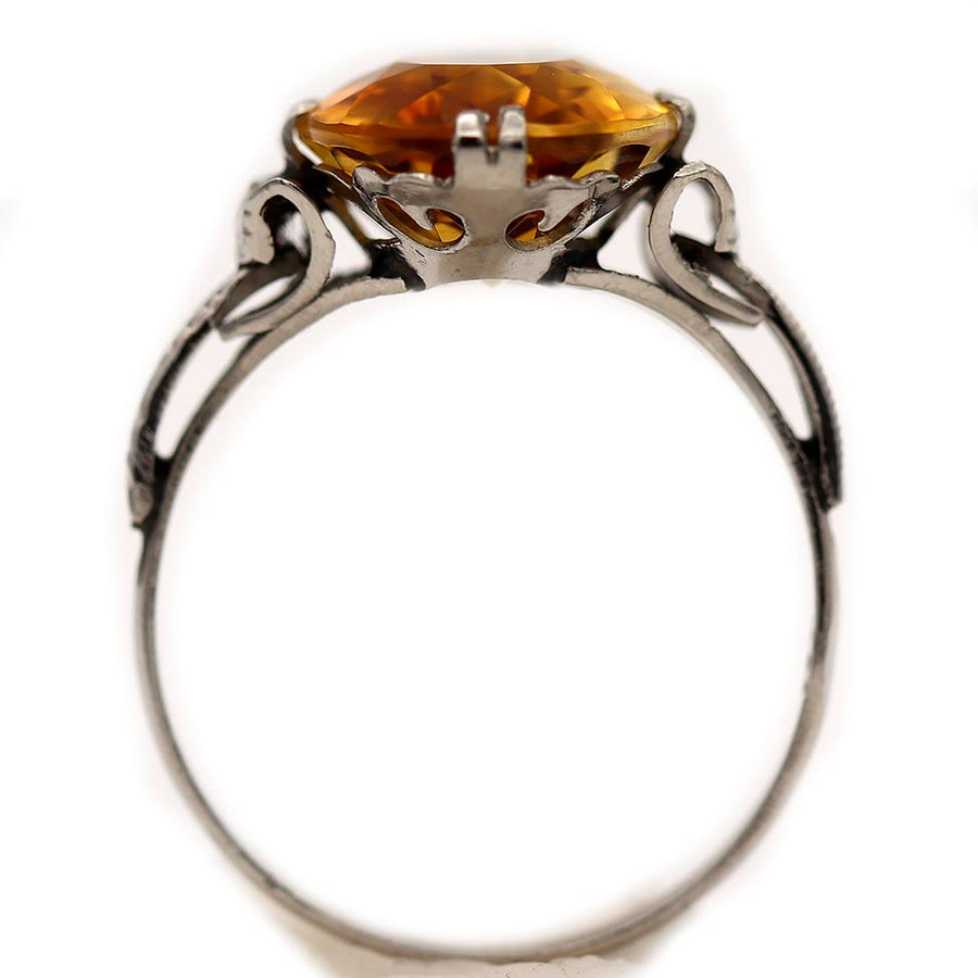3.00 Carat Art Deco Oval Cut Citrine Engagement Ring – Vintage Gemstone Jewelry