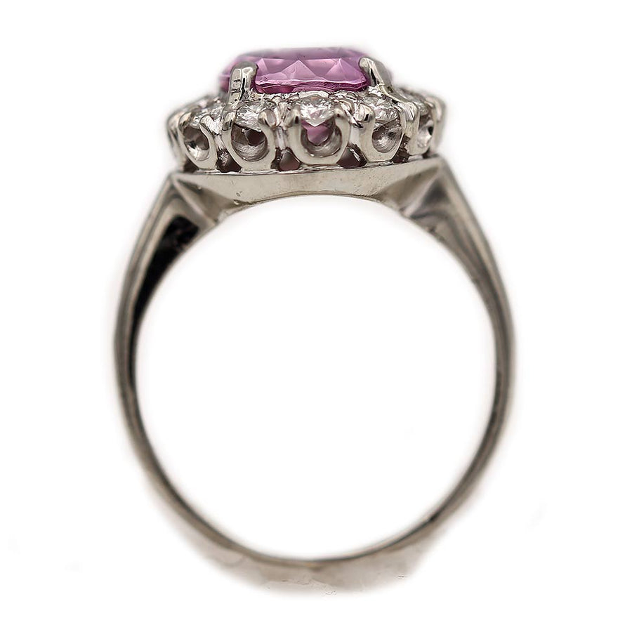Vintage Pink Tourmaline & Diamond Engagement Ring Circa 1980's