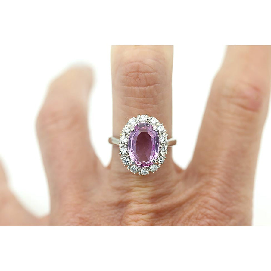 Vintage Pink Tourmaline & Diamond Engagement Ring Circa 1980's