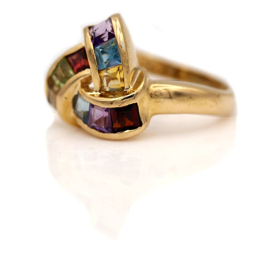 Vintage Colored Semi-Precious Gemstone Cocktail Ring