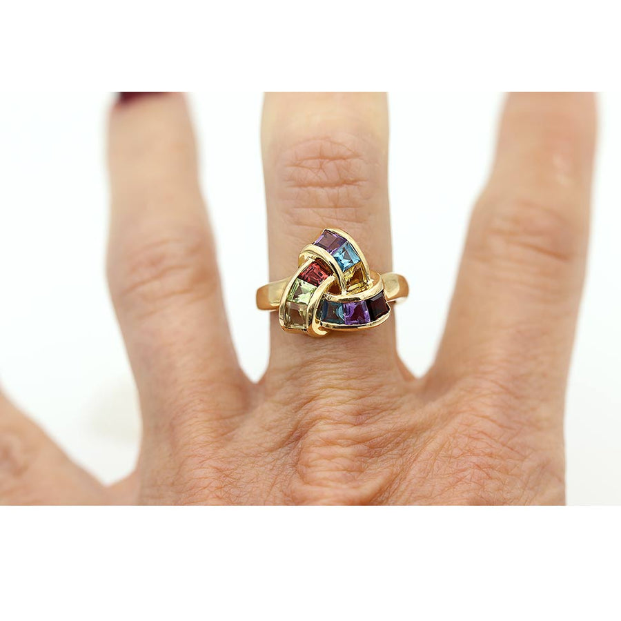 Vintage Colored Semi-Precious Gemstone Cocktail Ring