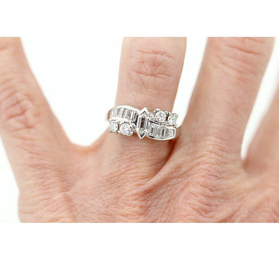 Vintage Kite Diamond Cocktail Ring in Platinum | 1970s