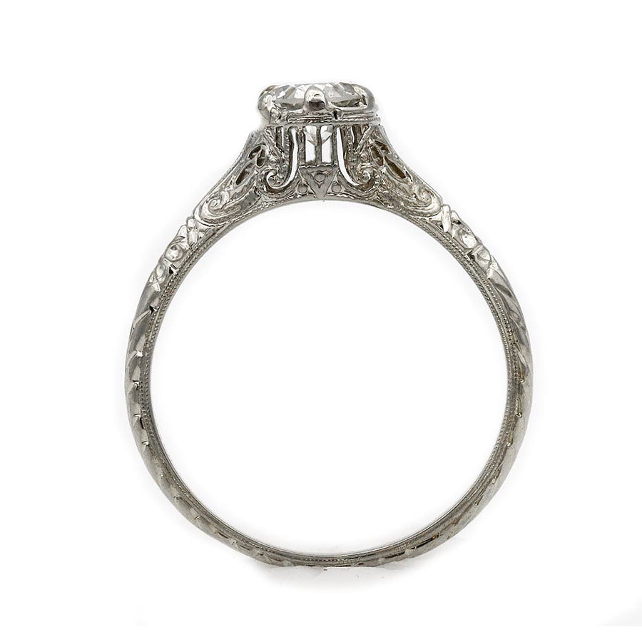Art Deco .70 Ct Old European Cut Diamond 14 Karat Solitaire Vintage Engagement Ring GIA G VS2