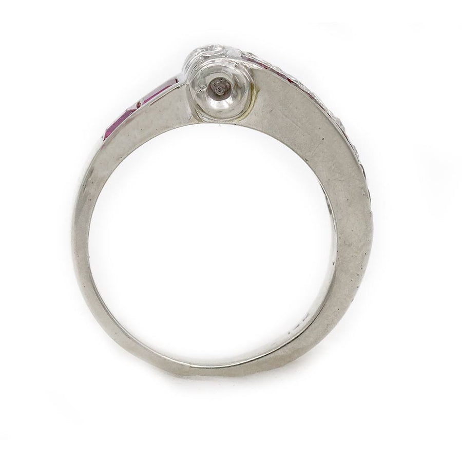 art deco burma ruby and diamond platinum engagement ring shown in a gallery view