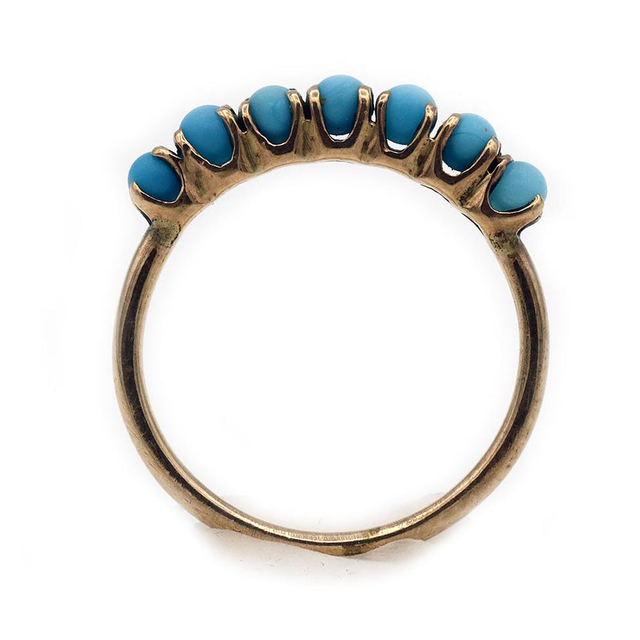 Antique Victorian turquoise band with .35 ctw cabochon stones in warm rose gold