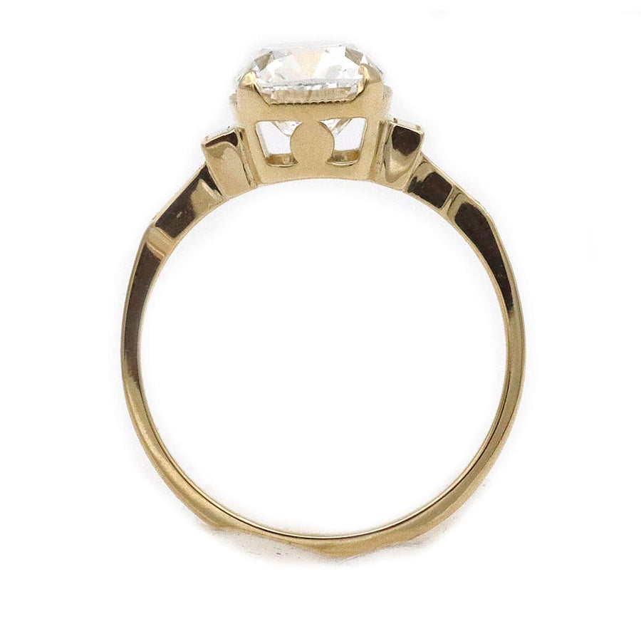 Vintage Style 2.81 CTW Lab Grown Old Mine Cushion Cut 18 Karat Yellow Gold Engagement Ring IGI E/VS1