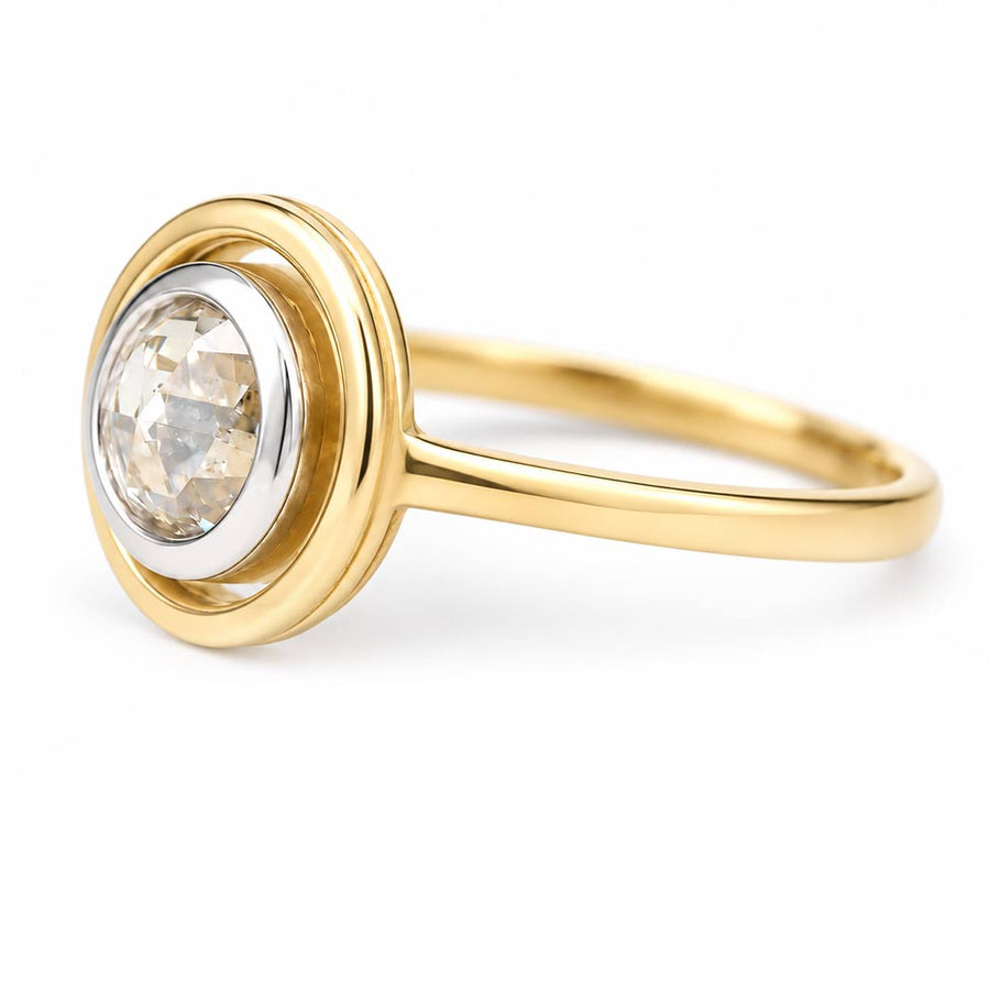Victorian-Style .73 Ct Rose Cut Diamond Bezel Engagement Ring | GIA H/SI2
