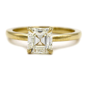 Vintage Style 1.36 Carat Asscher Cut Diamond Solitaire Engagement Ring GIA J/SI2