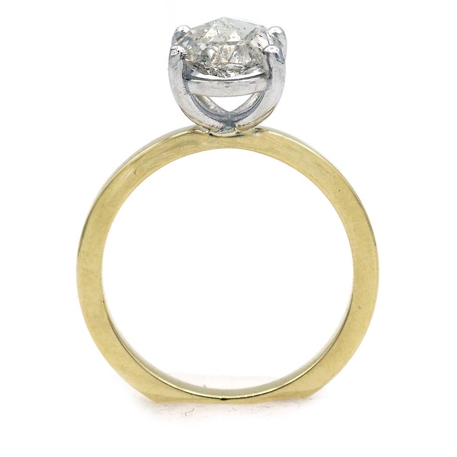 Victorian Style 2.12 Ct Rose Cut Diamond Engagement Ring in Platinum & 18Kt Yellow Gold