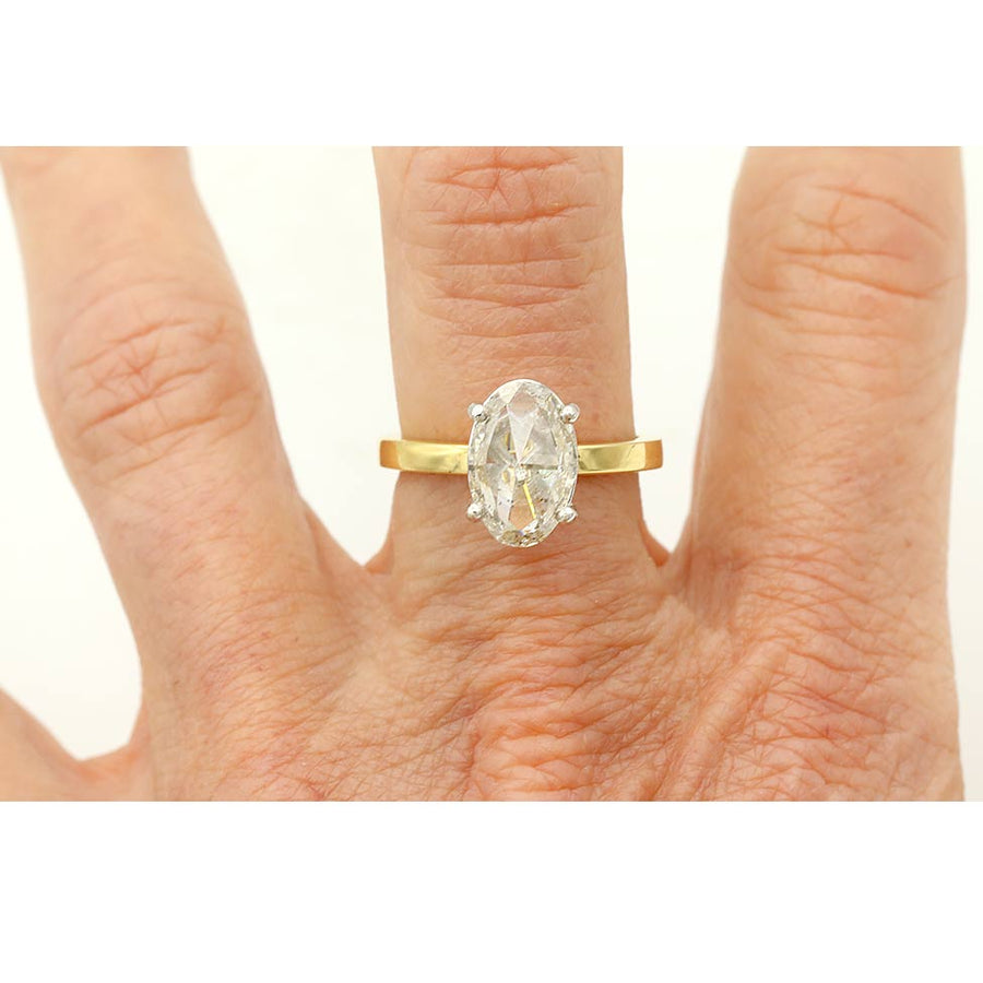 Victorian Style 2.12 Ct Rose Cut Diamond Engagement Ring in Platinum & 18Kt Yellow Gold