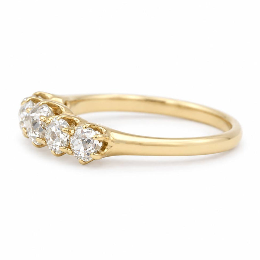 Victorian .90 CTW Old Mine Cut Diamond Wedding Ring in 10K Yellow Gold | Circa 1900s