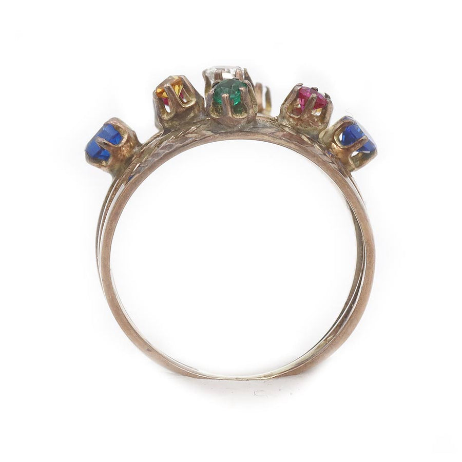 Vintage gemstone stacking ring in 10K rose gold gallery view