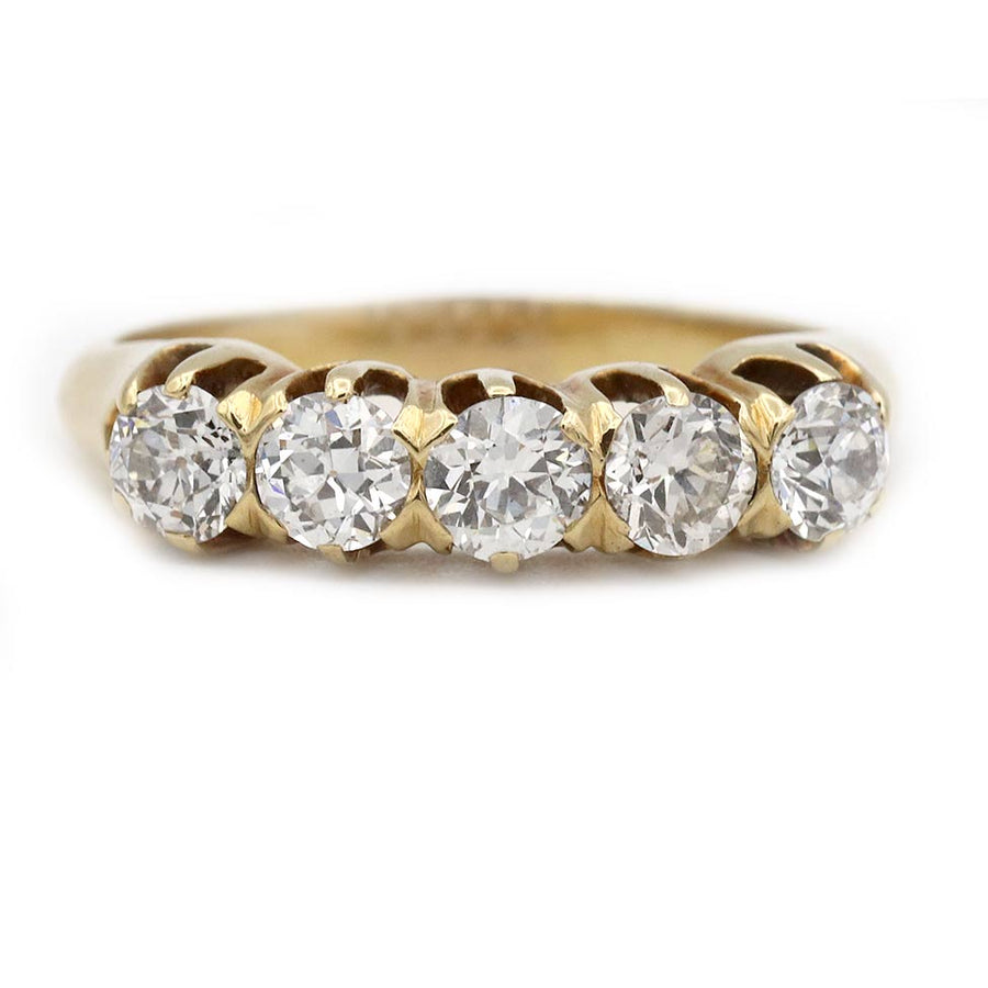 Victorian old mine cut diamond wedding ring in 10K rose gold circa 1900s