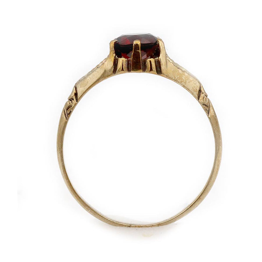 Victorian 1.05 Ct Garnet Split Shank Engagement Ring in 10K Rose Gold