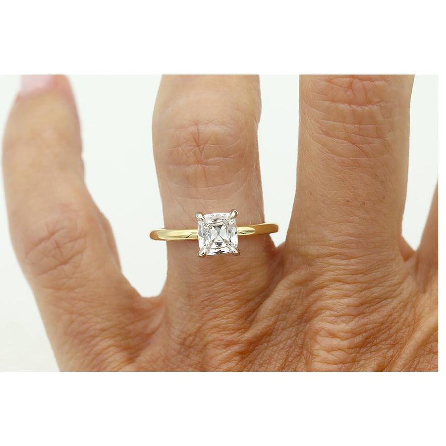 Vintage Style .71 Ct Antique Cushion Cut Diamond Solitaire Ring in Platinum 18K Gold | GIA G/VS2