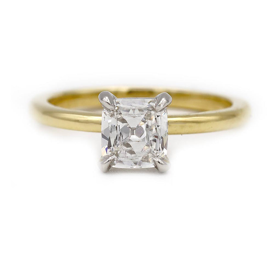 Vintage Style .71 Ct Antique Cushion Cut Diamond Solitaire Ring in Platinum 18K Gold | GIA G/VS2