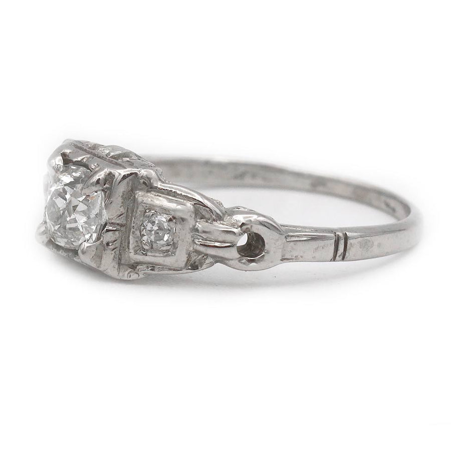 Art Deco .44 CTW Three-Stone Old Mine Cut Diamond Engagement Ring