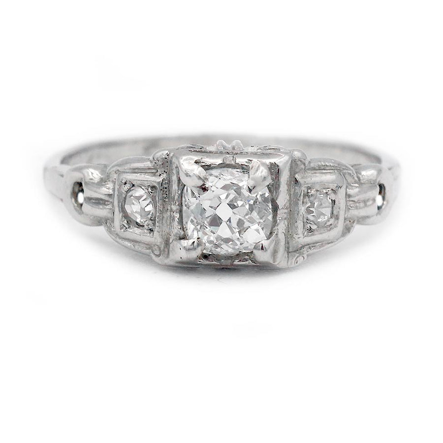Art Deco .44 CTW Three-Stone Old Mine Cut Diamond Engagement Ring