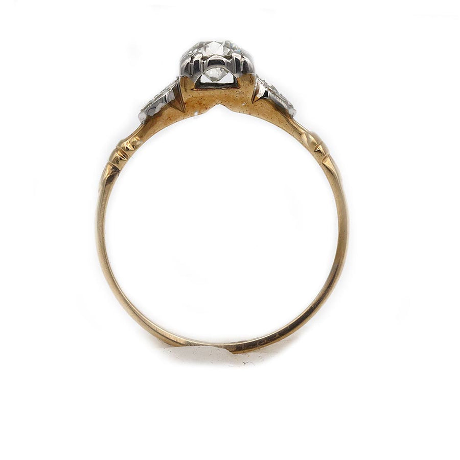 Victorian .45ct Old European Cut Diamond Engagement Ring | J VS2 Two-Tone Gold Sunburst Filigree